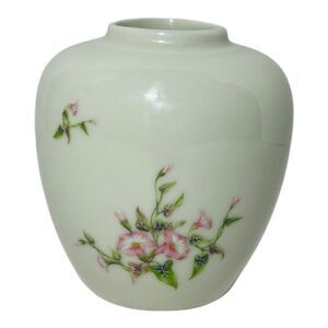 Russ Berrie Pink Morning Glory Bud Vase Floral Romantic Cottage Valentine VTG